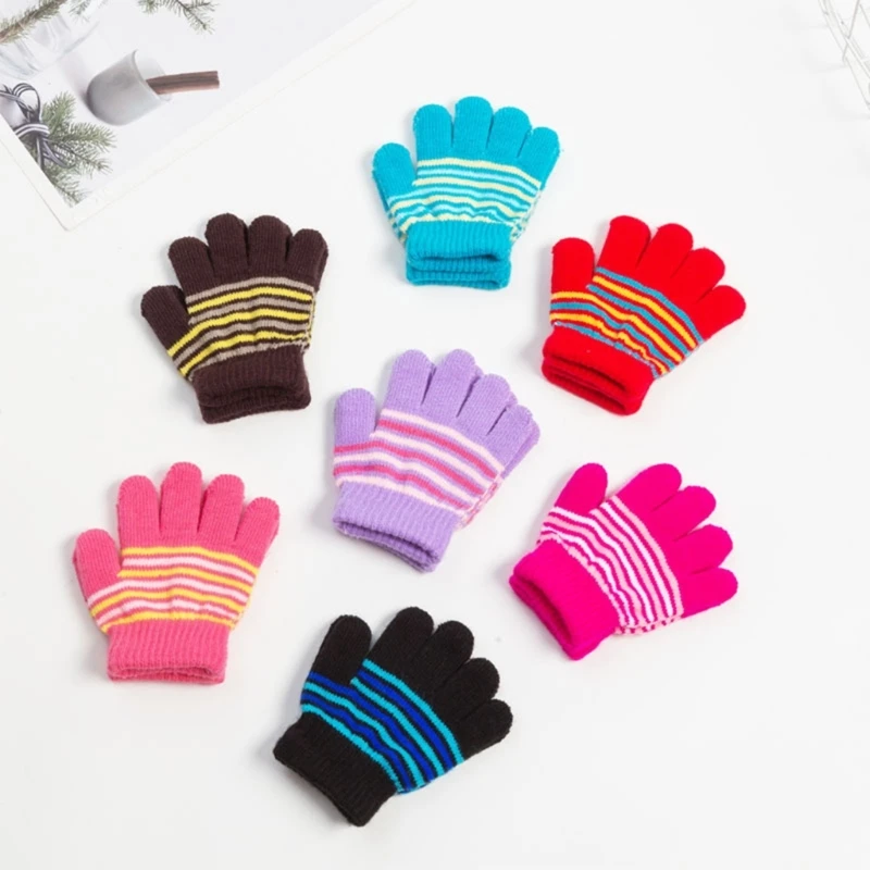 Baby Boys Girls Full Finger Gloves Winter Knitted Stripe Mitten Kids Outdoor Gloves for 1 2 3 4 5 Years Old Children Accessories Baby Boys Girls Full Finger Gloves Winter Knitted Stripe Mitten Kids Outdoor Gloves for 1 2 3 4 5 Years Old Children Accessories