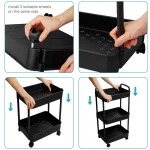 1pc 4-Tier Rolling Storage Cart with Wheels and Sturdy Handle Mobile Organizer for Kitchen Bathroom Office 4