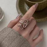 925 Sterling Silver Rings for Women Couple Minimalist Handmade Simple Big Flower Ring Party Jewelry Gift Prevent Allergy 4