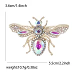 Stylish Rhinestone Bee Brooches for Women Unisex Crystal Glass Insect Pins Event Funny Luxury Gifts New Year Friends Decoration 6