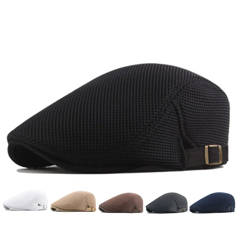Men Mesh Newsboy Caps British Painters Hats Spring and Summer Ventilate Berets Adjustable Flat Cap Hip Hop Berets Men Mesh Newsboy Caps British Painters Hats Spring and Summer Ventilate Berets Adjustable Flat Cap Hip Hop Berets