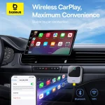 Baseus Wireless CarPlay Wired to Wireless CarPlay Adapter Auto Connect Car Intelligent Systems Plug&Play Bluetooth Smart CarPlay 4