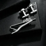 Punk Mens Cross Bone Skull Head Shaped Design Cufflinks&Tie Clip Set Formal Party Business Tuxedo Shirts Jewelry Accessories 5