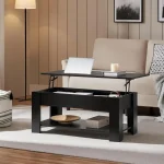 Wooden Coffee Table, Lift Top Coffee Table with Large Hidden Storage Shelf, Lift Tabletop Dining Tables for Living, Customized 2