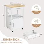 Mobile Kitchen Island Cart with Storage, Wheels, Cabinet and Drawer for Dining Room in White 4