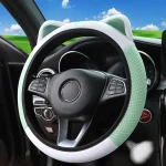 1 breathable mesh cloth cute kitten car without inner ring steering wheel cover fits 14.5-15 inch automotive supplies 4
