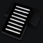 8pcs Tie Clips Metal Diamond With Box For Men Wedding Mens Necktie Clips Set Chrome Stainless Steel Jewelry Gentleman Ties Pin 4