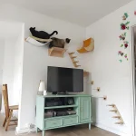 Cat Wall Hiding House Hammock Climbing Shelves Moon Perches Bed Ladder Solid Wood Steps For Activity Indoor Cats Wall Furniture 2