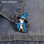 Lizard Wizard Enamel Pins Punk Gothic Blue Animal Metal Brooches Decorate Backpack Clothes Lapel Badge Funny Jewelry Gifts