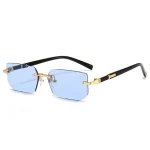 Rimless Sunglasses Rectangle Fashion Popular Women Men Shades Small Square Sun Glasses For Female Male Summer Traveling Oculos 2