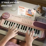 Kids Electric Piano 37 Baby Keyboard with Microphone Singing Songs Development Educational Toy Musical Instrument Games Children 4