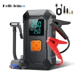 LEIBOO Car Jump Starter Air Pump Power Bank Lighting Portable Air Compressor 4 In 1 Cars Battery Starters Auto Tyre Inflator