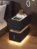 Creative 25cm Smart Bedside Table with Sensor Light Nordic Style Storage Cabinet Bedroom Nightstand with Wireless Charging 4