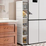 Slim Cabinet 20cm Wide Rolling Storage 2-6 Tiers Large Capacity Space-Saving Heavy-Duty for Kitchen Living Room Bedroom 4