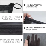 Aosbos 3-Pack Mesh Cosmetic Bag Set - Travel/On-The-Go Makeup Storage, Zipper Closure Small Pouch 3