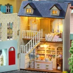 Diy Mini Wooden Dollhouse With Furniture Light Doll House Casa Assembly Model Pink Princess Villa Architecture Kit Toys Birthday 4