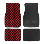 4pcs Floor Mats Checkered Front Rear Carpets Floor Mats Auto Interior Decorative Accessory Anti Slip Car Carpet Sets 2