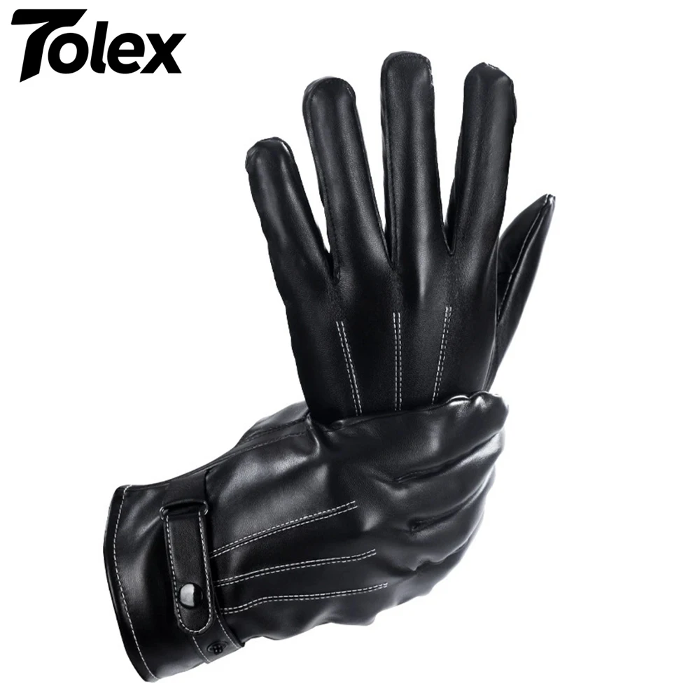 Tolex Leather Black Gloves Warm Mittens Outdoor Sports Motorcycle Driving Skiing Wind-Waterproof Gloves Touch Screen Gloves Tolex Leather Black Gloves Warm Mittens Outdoor Sports Motorcycle Driving Skiing Wind-Waterproof Gloves Touch Screen Gloves