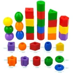 Lacing Beads Toy 25 Stringing Beads 3 Strings Educational Montessori Toys Toddler Crafts Autism Toys for Kids Preschool Children 6