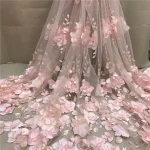 White 3D Beads Lace Fabric 2026 High Quality Mesh Embroidery Applique 3D Flower Tulle Nigerian Lace Fabrics For Bridal LY1355 6