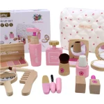 Wooden Pretend Play Makeup Toys Simulation Cosmetics Set Girls Play  Hairdressing Simulation Make Up Preschool Toys 5
