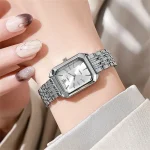 2025 Fashion Women's Quartz Watch Simple Square Silver Gold Gold Plated Women's Watch Corporate Alloy Folding Clock Holiday Gift 5