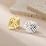 Stainless Steel Spiral Swirl Brooch for Women Men Gold Plated Geometric Suit Lapel Pin Trend Jewelry Accessories Gift Wholesale