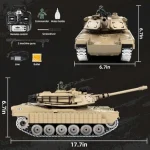 1/18 Metal RC Tank with Smoke Sound LED Lights 330 Degree Turret Rotation Red Collectible Gift for Adults Shoots BBS 60 Minutes 5