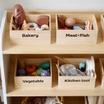 Wooden Pretend Play Kitchen Toys Cutting Food Accessories Set Fruit Vegetable Bakery Meat fish Early Educational Cognition Toys 6
