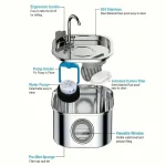 1pc 108.2oz Stainless Steel Quiet Cat Dog Water Fountain USB-Powered 5
