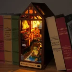 DIY Book Nook Kit Shelf Inser Dollhouse Model Building Kit Wooden Bookshelf Room Dollhouse Bookend Toy For Adults Birthday Gifts 4