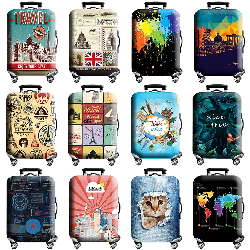Thick Elastic World Map Luggage Protective Cover Zipper Suit For 18-32 inch Bag Suitcase Covers Trolley Cover Travel Accessories Thick Elastic World Map Luggage Protective Cover Zipper Suit For 18-32 inch Bag Suitcase Covers Trolley Cover Travel Accessories