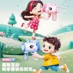 Unicorn electric bubble gun, toy bubble machine, automatic soap blower with lights, summer outdoor party games, children's gifts 5