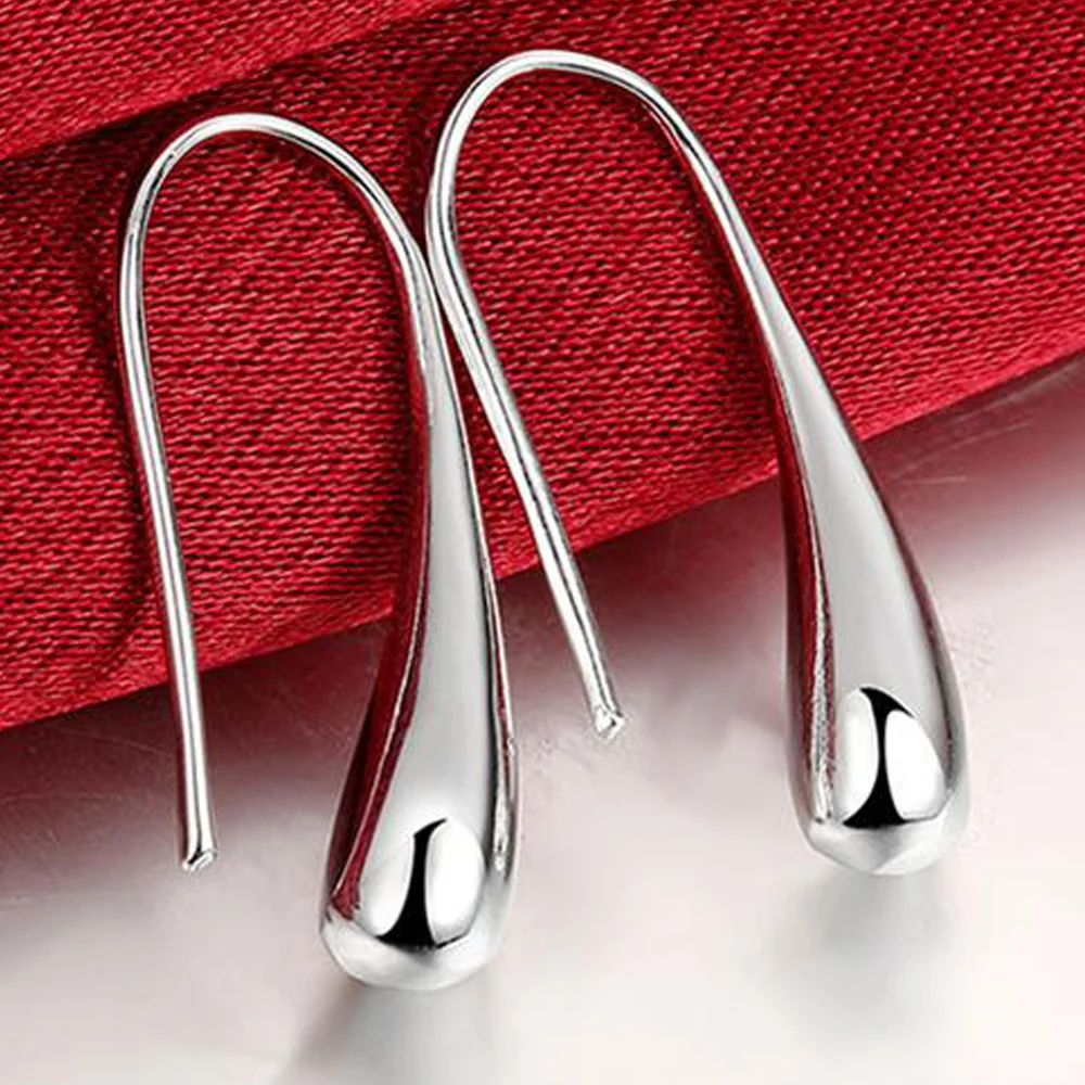 925 Sterling Silver Water Drop Pendants Hoop Earrings For Women Wedding Party Luxury Fashion Jewelry 2022 Christmas Gift 925 Sterling Silver Water Drop Pendants Hoop Earrings For Women Wedding Party Luxury Fashion Jewelry 2022 Christmas Gift