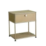 Minimalist Nightstand Medieval Bedroom Furniture Module Storage TV Side Cabinet Modern Stainless Steel Frame Bedside Table g 3