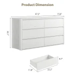 Farmhouse 6 Dresser, Anti-Tip Wooden Storage Cabinet With Drawers  For Bedroom, Living Room & Hallway 2