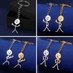 Teamer Funny Middle Finger Stickman Keychain 2026 Cute Trend School Bag Car Key Pendant Couple New Trinket Gift Keyring 2