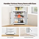 SucceBuy 32"/64"/68" Corner Storage Cabinet w/ Shelves Freestanding Corner Cabinet for Living Room Kitchen Laundry Room Bathroom 5