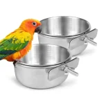 Parrot Rabbit Hamster Pet Food Dish Stainless Steel Clamp-on Water Drinker Bird Feeder Feeding Bowl Cage Cup Hanging bowl 4
