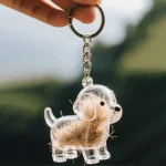 Cute Dog Hair Storage Capsule, Transparent Fur Ball Keepsake Box, Pet Hair Memorial Container Keychain Display Case Gift 5