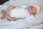 MRB 18 Inch Reborn Baby Doll Pascale Lifelike Newborn Doll Handmade Painted Hair 3D Skin Tone Visible Veins Gift Toy For Girls 4