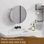 Round Bathroom Cabinet Mirror Wall Mounted Assembled Storage Adjustable Shelf Modern Mobile Bagno Single Door Home Furniture 4