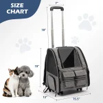 Rolling Pet Carrier Backpack with Removable Wheels, Large Pet Carrier with Wheels, Foldable Rolling Dog Carrier with Wheels 3