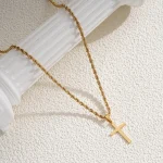 New Stainless Steel Cross Pendant Necklace for Men Women Minimalist Gold Color Jewelry Male Female Necklaces Chokers Gifts 2024 2
