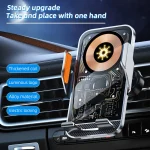 Universal Car Wireless Charging Mobile Phone Holder Air Outlet Mount Transparent Vehicle Navigation Bracket for Smartphones 2