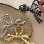 New Vintage Ribbon Bow Hair Claws Metal Hair Clips Crab Headwear Hairpins Shark Ponytail For Women Hair Accessories Barrettes 6