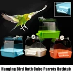 Hanging Bird Bath Cube Parrots Bathtub Bath Shower Box Cage Accessory For Little Bird Canary Budgerigar Cockatiel Lovebird 2