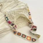 Women's Boho Crochet Bag Designer Flowers Knitted Handbags Large Capacity Summer Beach Woven Shoulder Bag Girls Tote Shopper Bag 4