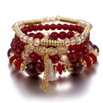 4Pcs New Tassel Charm Beads Bracelet Set For Women Colorful Glass Beaded Chain Bangle Men Bohemian Jewelry 3