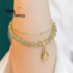 Natural Hetian Jasper Golden Branch Jade Leaves Bracelet Exquisite Sexy Young Girls Fashion Jewelry Best Selling Holiday Gift 5